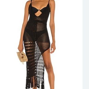 Flook Layanah Black Crochet Maxi Dress. Size S.